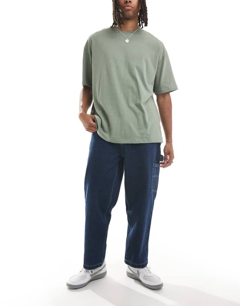 Santa Cruz - Weite Carpenter-Jeans in dunkelblauer Waschung mit Kontrastnaht-Marineblau von Santa Cruz