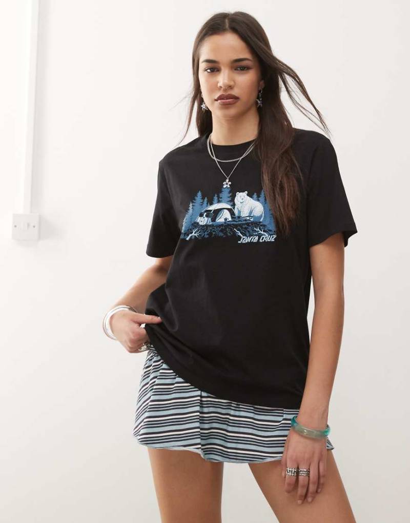 Santa Cruz - Woodland - T-Shirt in Schwarz mit Mini-Streifen von Santa Cruz