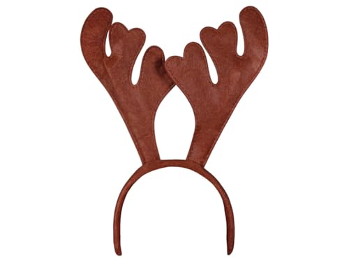 Weihnachts Haarreifen mit Elchgeweih und Ohrwärmern Rentiergeweih Plüsch Stirnband für Damen Herren lustiges Kostüm Accessoire Weihnachten Nikolaus Party (Elchgeweih braun) von Santa Magix