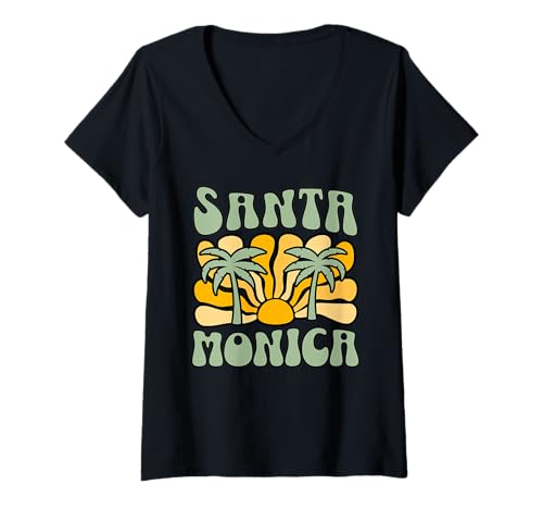 Damen Santa Monica T-Shirt mit V-Ausschnitt Damen Santa Monica T-Shirt mit V-Ausschnitt von Santa Monica Beach California Surfing Surf Ocean