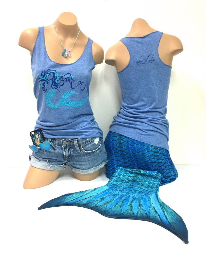 Mermaid Damen Triblend Racerback Tank Made in Santa Cruz Ca von SantaCruzMermaidShop