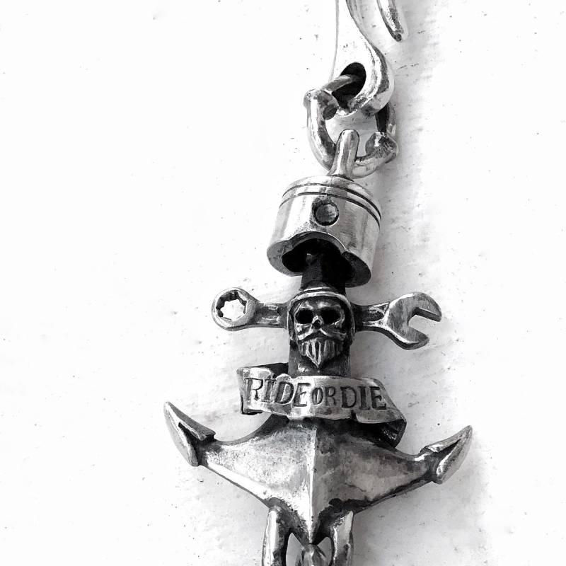 Wallet Chain Ancla Hecha A Mano En Plata De Ley Montar O Morir Calavera von SantaMedusa