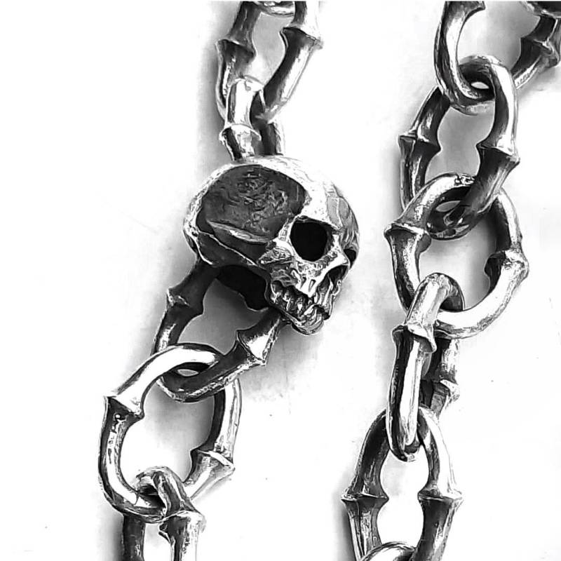 Wallet Chain Skull Handgemacht in Sterlingsilber Totenkopf von SantaMedusa