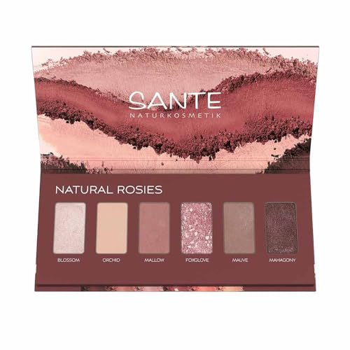 SANTE Naturkosmetik Eyeshadow Palette 02 Rosy Shades, vegane Lidschatten mit Bio-Aloe Vera und natürlichen Farbpigmenten, shiny und matte Rosé-Töne, für natürliche und ausdrucksstarke Augen, 6x1g von Sante Naturkosmetik