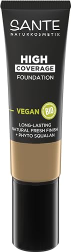 SANTE Naturkosmetik High Coverage Natural Foundation 03 Neutral Beige, vegane Grundierung mit Bio-Peptiden, mit hoher Deckkraft und einem natürlichen Finish, pflegende und nachhaltige Formel, 25 ml von Sante Naturkosmetik