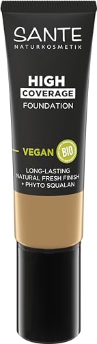 SANTE Naturkosmetik High Coverage Natural Foundation 04 Cool Beige, vegane Grundierung mit Bio-Peptiden, mit hoher Deckkraft und einem natürlichen Finish, pflegende und nachhaltige Formel, 25 ml von Sante Naturkosmetik
