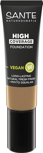 SANTE Naturkosmetik High Coverage Natural Foundation 05 Warm Beige, vegane Grundierung mit Bio-Peptiden, mit hoher Deckkraft und einem natürlichen Finish, pflegende und nachhaltige Formel, 25 ml von Sante Naturkosmetik