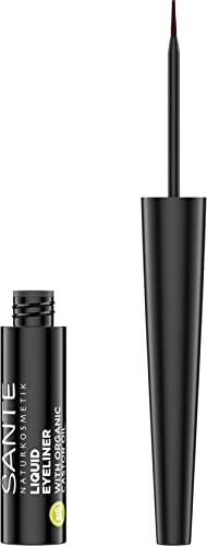 SANTE Naturkosmetik Liquid Eyeliner 02 Coffee, mit wertvollem Bio-Rizinusöl, veganer Kajal mit präziser Spitze, langanhaltende Formel für einen ausdrucksstarken Blick, dunkelbraun, 3,5ml von Sante Naturkosmetik