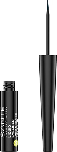 SANTE Naturkosmetik Liquid Eyeliner 03 Marine, mit wertvollem Bio-Rizinusöl, veganer Kajal mit präziser Spitze, langanhaltende Formel für einen ausdrucksstarken Blick, dunkelblau, 3,5ml von Sante Naturkosmetik