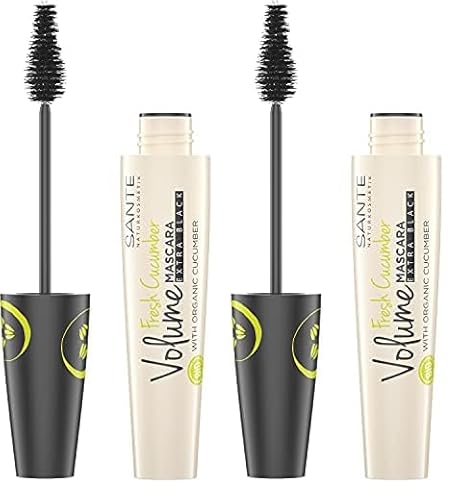 SANTE Naturkosmetik Mascara, Schwarze Wimperntusche für volle Wimpern, Vegane Formel mit Bio-Gurkenextrakt, Fresh Cucumber Volume Mascara, 1 x 12 ml (Packung mit 2) von Sante Naturkosmetik
