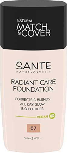 SANTE Naturkosmetik Radiant Care Foundation 07 Rose Beige, vegane Foundation mit Bio-Peptiden und hochwertigen Ölen, für strahlende Haut, pflegende und nachhaltige Formel, 30ml von Sante Naturkosmetik