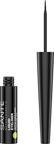 Sante Naturkosmetik Liquid Eyeliner 01 black, Flüssiger Eyeliner in schwarz, Feine spezielle Filzspitze, Natural Make-up, Vegan 3, 5ml von Sante Naturkosmetik