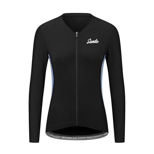 Santic Damen Radfahren Jersey Lange Ärmel Radfahren Tops Fahrrad Jacke Fahrrad Shirt Atmungsaktiv Schnell trocken Reflektierend UPF50+ von Santic