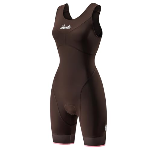 Santic Damen Triathlonanzug Gepolstert Triathlon Anzug Einteiler Ärmellos Pro Tri-Anzug Fahrrad Bodysuit Skinsuit Schnell Trocknend Abnehmen Radtrianzug Schwarz S von Santic