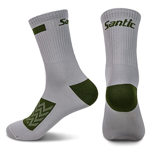 Santic Fahrrad Socken Herren Damen Atmungsaktiv Sportsocken Kompression Sportlich Laufen Rennrad Socken Unisex Grau von Santic