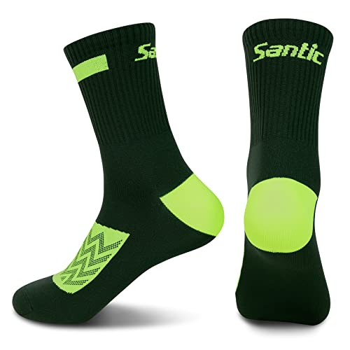 Santic Fahrrad Socken Herren Damen Atmungsaktiv Sportsocken Kompression Sportlich Laufen Rennrad Socken Unisex Grün von Santic