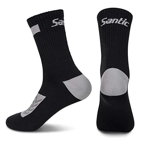 Santic Fahrrad Socken Herren Damen Atmungsaktiv Sportsocken Kompression Sportlich Laufen Rennrad Socken Unisex Schwarz von Santic