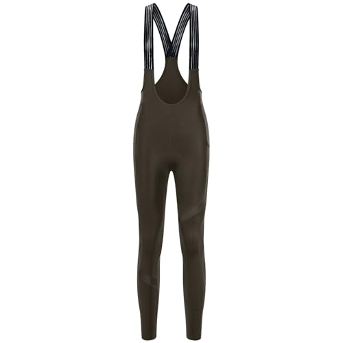 Santic Fahrrad-Trägerhose Damen Lang mit Sitzpolster Reflektierend Superelastisch Radsport Leggings Braun L von Santic