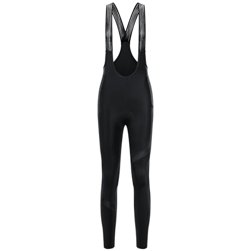 Santic Fahrrad-Trägerhose Damen Lang mit Sitzpolster Reflektierend Superelastisch Radsport Leggings Schwarz M von Santic