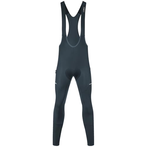 Santic Fahrrad-Trägerhose Herren Thermo Hohe Elastizität Fahrradhose Lang Gepolstert mit Netzseitentasche Grau L von Santic