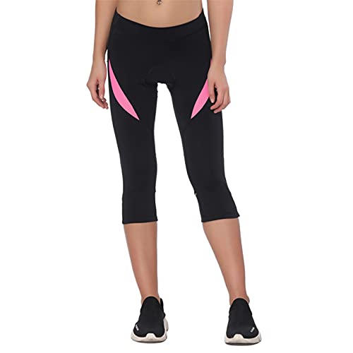 Santic Fahrradhose Damen Gepolstert 3/4 Radlerhose Damen mit Sitzpolster Radhose Damen 3/4 mit Polster Rosa EU XXL von Santic
