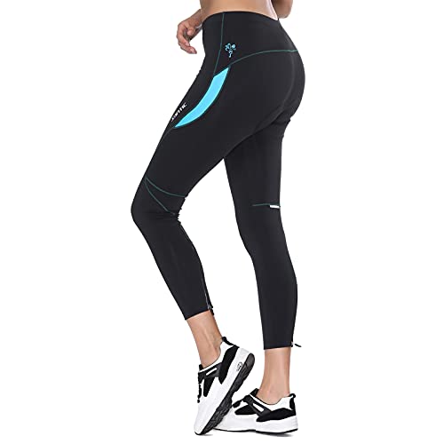 Santic Fahrradhose Damen Gepolstert Lang Radhose Damen Lang Radlerhose Damen Gepolstert auch für MTB Blau EU L von Santic