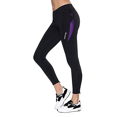 Santic Fahrradhose Damen Gepolstert Lang Radhose Damen Lang Radlerhose Damen Gepolstert auch für MTB Violett EU M von Santic