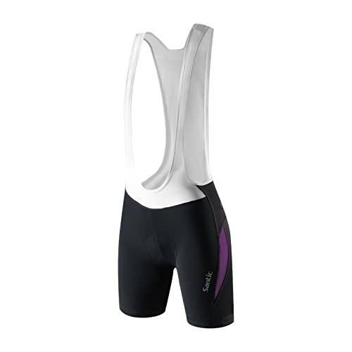 Santic Fahrradhose Damen mit Träger Fahrrad Trägerhose Gepolstert Radhose mit Träger mit Taschen violett EU 3XL von Santic