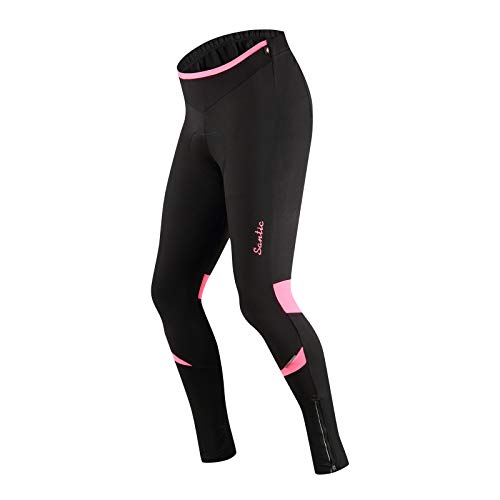 Santic Fahrradhose Lang Damen Gepolsterte Winter Thermo Leggings Radhose Radsport Lange Hosen Tights EU XL von Santic