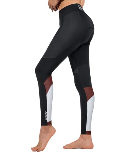 Santic Fahrradhose Lang Damen Gepolsterte Winter Thermo Leggings Radlerhose Radhose Radsport Lange Hosen Tights Elastische Schnell Trocknend Braun XL von Santic