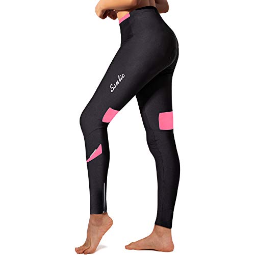 Santic Fahrradhose Lang Damen Gepolsterte Winter Thermo Leggings Radhose Radsport Lange Hosen Tights Elastische Schnell Trocknend Rosa S von Santic