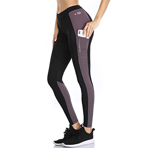 Santic Fahrradhose Damen Lang Gepolstert 7/8 Radlerhose Radsport Leggings Tights Lange Hosen Sitzpolster Elastische Schnell Trocknend Atmungsaktive Rosa S von Santic