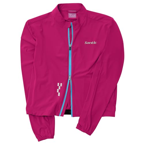 Santic Fahrradjacke Damen Radfahren Sportjacke Atmungsaktiv Leicht UV-Schutz Fahrrad Radsportjacke Reflektierend Laufjacke Lila M von Santic