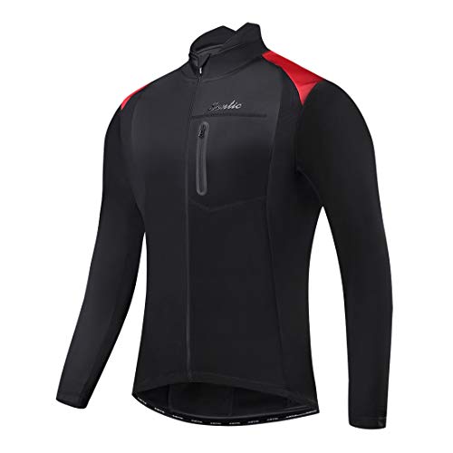 Santic Fahrradjacke Herren Winter Thermo Jacken Winddichte Laufjacke Leichte Atmungsaktiv Langarm von Santic