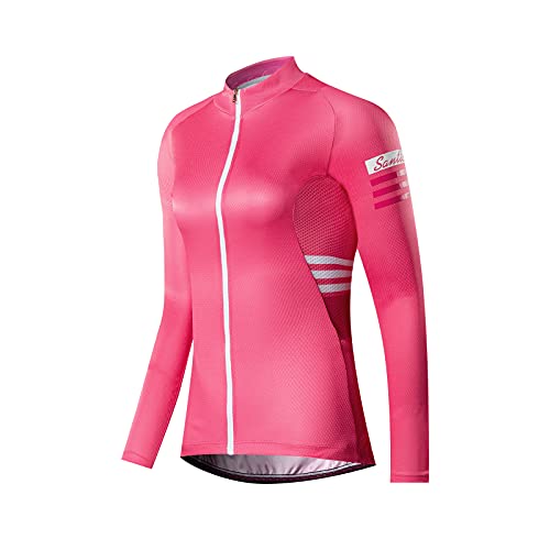Santic Fahrradtrikot Damen Langarm Radtrikot Frau Fahrradshirt Damen Langarm Fahrradtrikot MTB Rosa EU XL von Santic