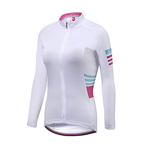 Santic Fahrradtrikot Damen Langarm Radtrikot Frau Fahrradshirt Damen Langarm Fahrradtrikot MTB Weiß EU XXXL von Santic
