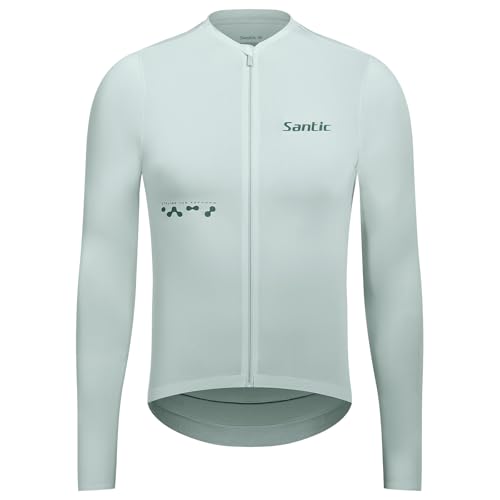 Santic Fahrradtrikot Rennrad Trikot Herren Atmungsaktiv Fahrrad Shirt Langarm Fahrradjacke Radfahren Top Mit 3 Taschen Blau L von Santic