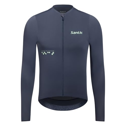 Santic Fahrradtrikot Rennrad Trikot Herren Atmungsaktiv Fahrrad Shirt Langarm Fahrradjacke Radfahren Top Mit 3 Taschen Grau XL von Santic