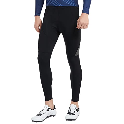 Santic Herren Radlerhose Lange Fahrradhose Radhose Leggings Radsport Hose für Männer 4D Schwamm Sitzpolster Schwarz-grau XXL von Santic