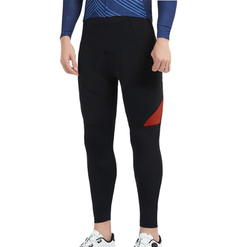 Santic Herren Radlerhose Lange Fahrradhose Radhose Leggings Radsport Hose für Männer 4D Schwamm Sitzpolster Weinrot XXL von Santic