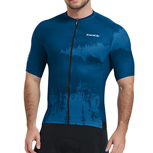 Santic Herren Radtrikot Fahrradtrikot Kurzarm Radsport Trikots Shirts für Herren Blau EU XXL von Santic