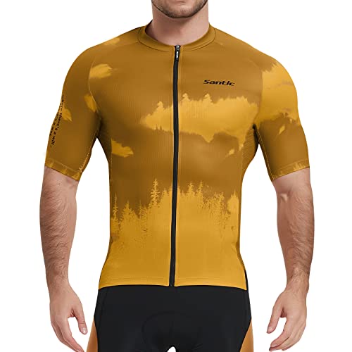 Santic Herren Radtrikot Fahrradtrikot Kurzarm Radsport Trikots Shirts für Herren Gelb EU 3XL von Santic