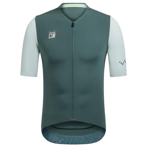 Santic Herren Radtrikot Kurzarm Tops Pro Rennrad Shirt Full Zipper UPF 50+ Fahrradtrikot mit Taschen, Dunkelgrün, XL von Santic
