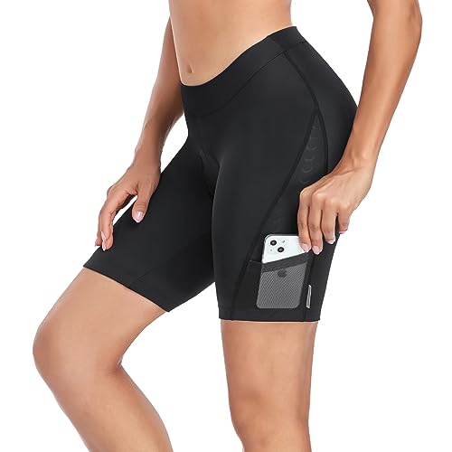 Santic Radlerhose Damen Radhose 4D Gepolstert Kurz Radsport Shorts Mit Sitzpolster 4D MTB Schwarz von Santic