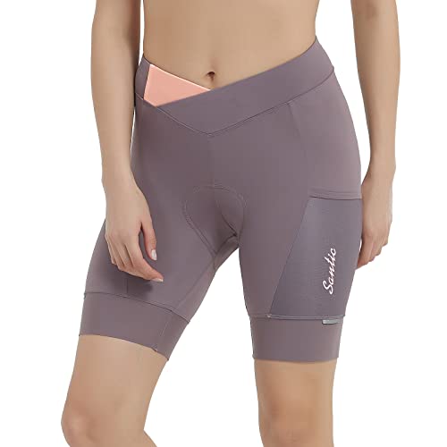 Santic Radlerhose Damen mit Sitzpolster Fahrradhose kurz Sporthose Radlershorts Damen Violett EU L von Santic