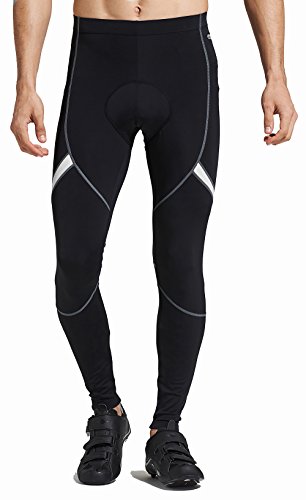 Santic Radlerhose Herren Gepolstert Lang Fahrradhose Herren Lang mit Sitzpolster Radhose Lang mit Polster Herren Schwarz-Weiß EU M von Santic