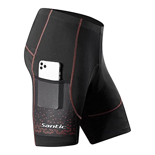 Santic Radlerhose Herren Gepolsterte Fahrradhose kurz mit Sitzpolster Herren Fahrrad Hosen Radhose Rot EU XL von Santic