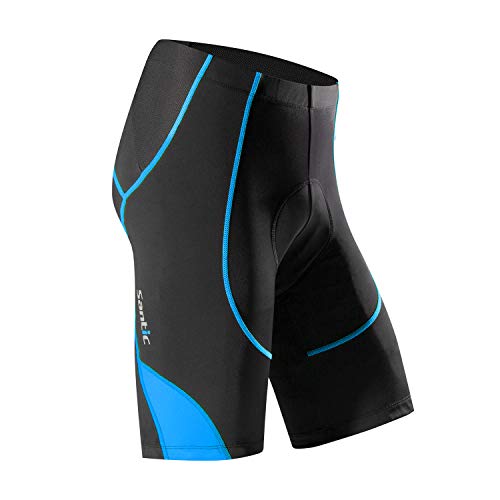 Santic Radlerhose Herren Kurz mit Sitzpolster Radhose Herren Kurz Fahrradhose Herren Gepolstert Radshorts Herren mit Polster Blau EU L von Santic