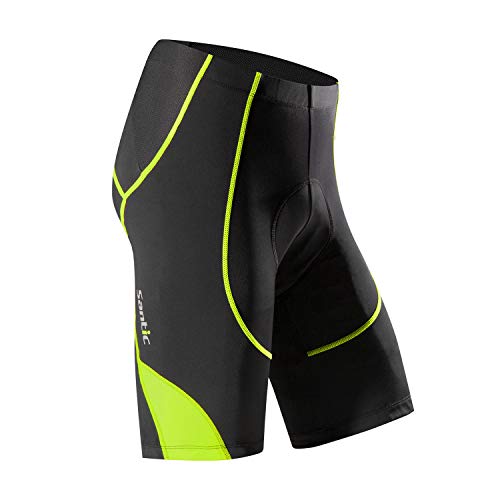 Santic Radlerhose Herren Kurz mit Sitzpolster Radhose Herren Kurz Fahrradhose Herren Gepolstert Radshorts Herren mit Polster Grün EU L von Santic