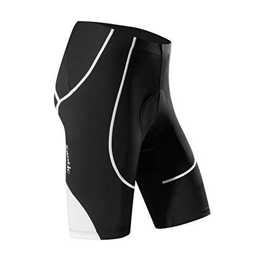 Santic Radlerhose Herren Kurz mit Sitzpolster Radhose Herren Kurz Fahrradhose Herren Gepolstert Radshorts Herren mit Polster Weiß EU L von Santic